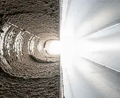 air duct cleaning services showing interior duct system inspection and cleaning in Overland Park, KS